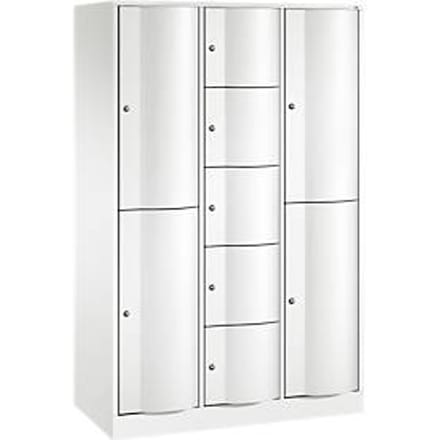 C+P combikast Resisto, 3 afdelingen, 9 vakken, B 1148 x D 540 x H 1950 mm,  verkeerswit