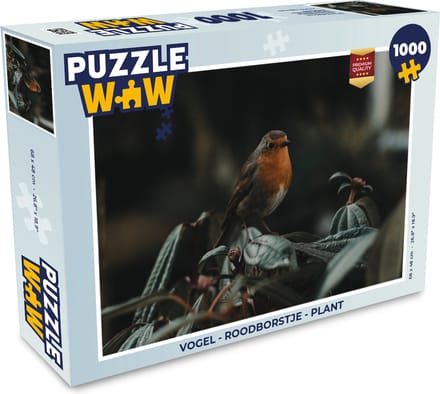Puzzel Vogel - Roodborstje - Plant - Legpuzzel - Puzzel 1000 stukjes volwassenen