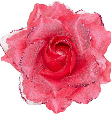 Roze roos haarclip met glitters