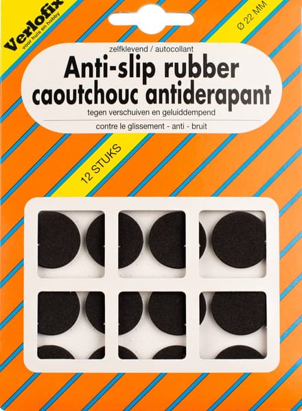 Verlofix Anti-slip Rubber Zelfklevend Diam.22mm Zwart 12stuks