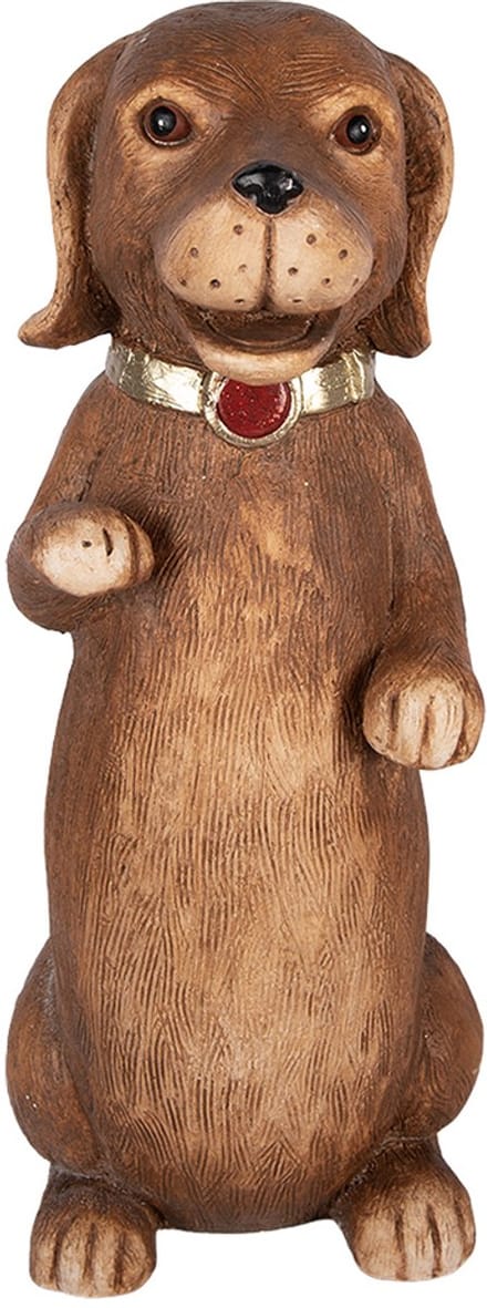 Clayre & Eef Decoratie Beeld Hond 23x19x47 cm Bruin Keramisch materiaal