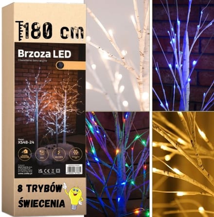Zolta - Brzoza LED Drzewko - 144 LED's - 8 Verlichtingsmodi - 180cm