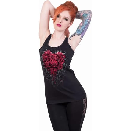 Spiral Dames/Dames Bleeding Heart Racerback Vest Top (Zwart)