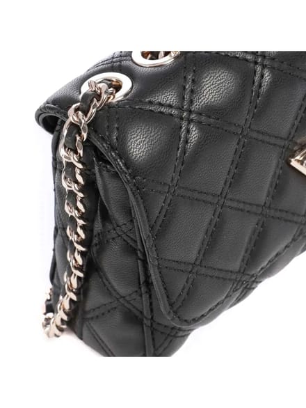 Guess Giully ii Mini Convertible Flap Vrouw Zwart gewatteerde met ketting schouder