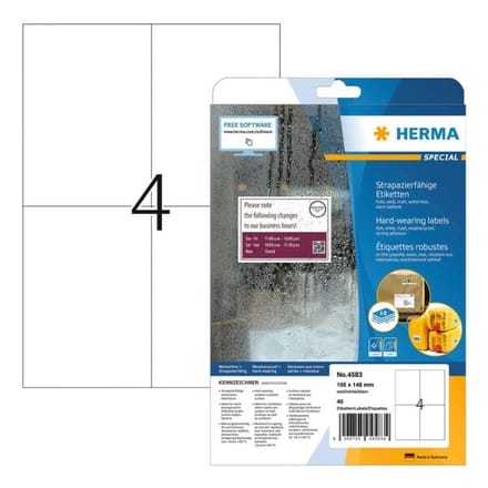 HERMA Weatherproof film labels A4 105 x 148 mm Wit extremely strong adhesion