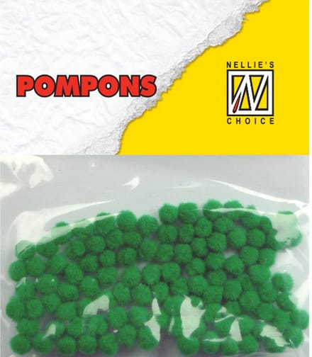 Nellie Snellen Pompoms Mini - 3mm - 100stuks - Col.1919 Christmas Groen