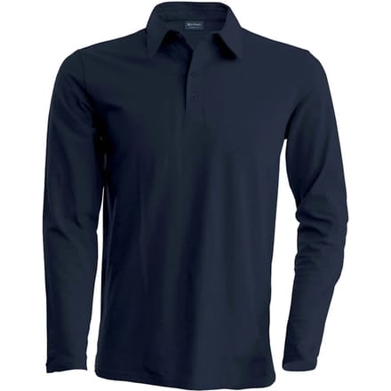 Herenpoloshirt met knopen en lange mouwen Donkergrijs - L