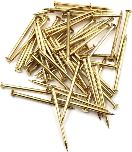 Stalen Pennen - Messing Spijkers - Bevestigingen Klussen - Kleine Lenskop - 30 mm Lengte - Messing