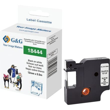 G&G Labeltape Vinyl Tapekleur: Wit Tekstkleur: Zwart 12 mm 5.5 m