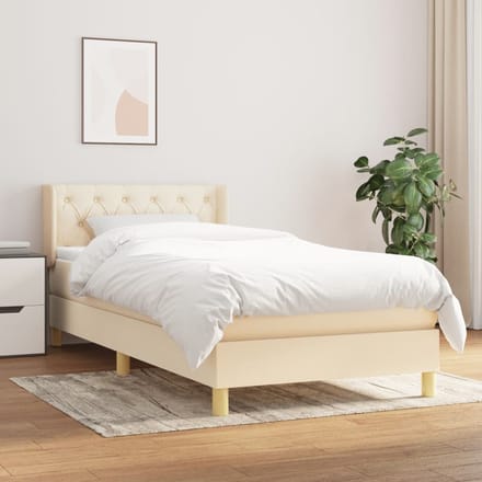 vidaXL - Boxspring - met - matras - stof - crèmekleurig - 80x200 - cm