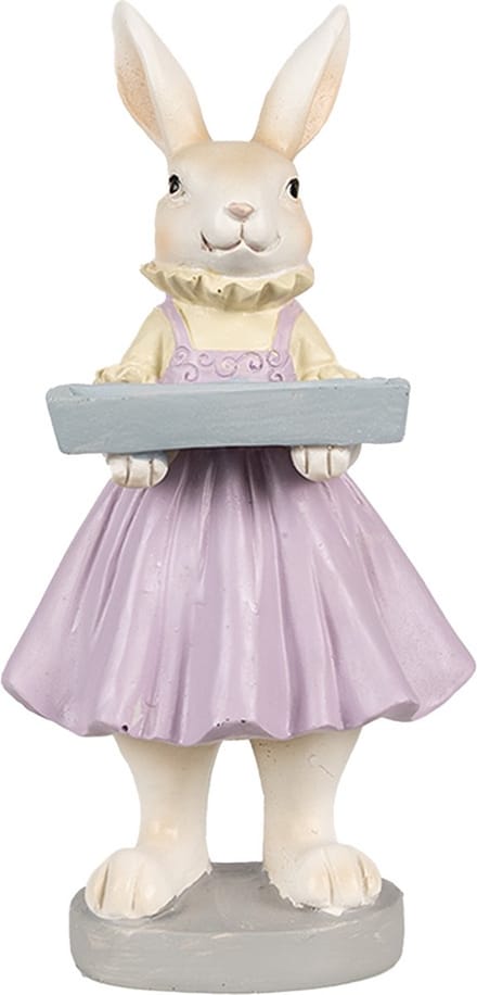 Clayre & Eef Beeld Konijn 10x8x20 cm Bruin Paars Polyresin