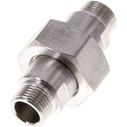 Dubbele Nippel R3/8'' Afneembare RVS Vlakke Seal PTFE 40bar