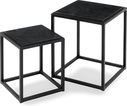 Bijzettafel Marmer Vierkant Zwart set van 2