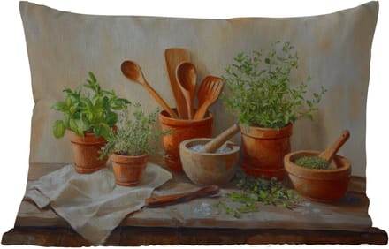 Buitenkussens - Tuin - Potten - Kruiden - Hout - 50x30 cm