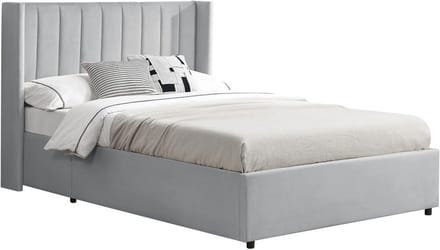 Gestoffeerd bed 120 x 200 cm met opbergruimte en lattenbodem - lichtgrijs