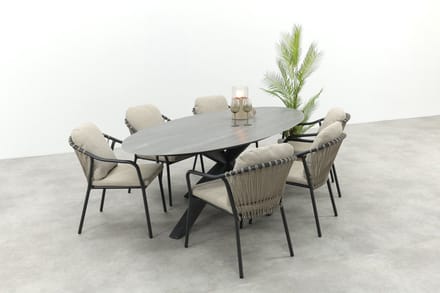 Pisa/GI Scotland 6-persoons ovale tuinset 230x115 cm. - Royal Grey