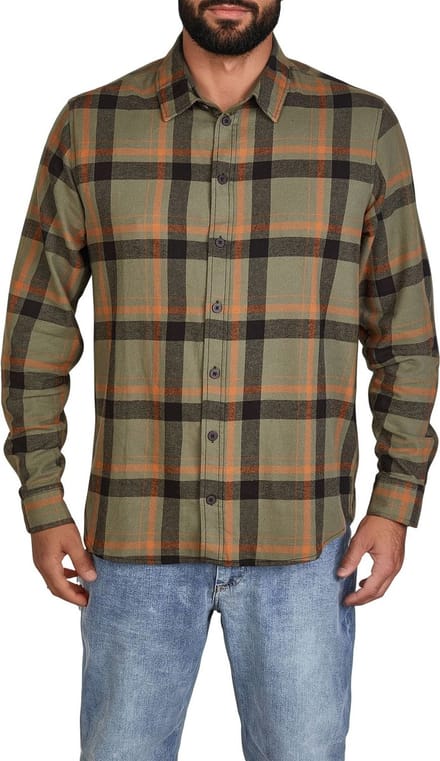 DENIMFY Heren Overhemd DFDean regular fit Olijf M Volwassenen 100% katoen - Flanellen overhemd