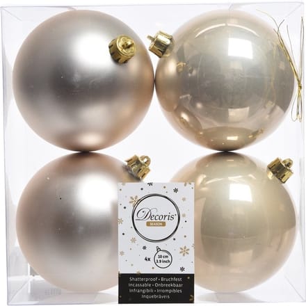 Decoris Kerstballen - 8x st - licht parel/champagne - 10 cm - kunststof - kerstversiering