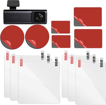 Dashcam Adhesive Pads & Films, Double-Sided Stickers and Transparent Anti-Static Windscreen Films (Pack of 12)