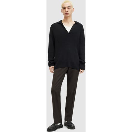 AllSaints Kanyon Ls Polo Black Maat: L | Sweaters Outlet | Heren | Zwart