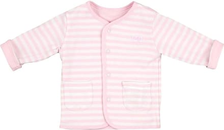 Feetje reversible vest uni roze - roze streep met wit maat 50