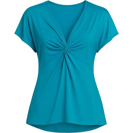 Turquoise jersey top met gedraaide voorkant – Conquista