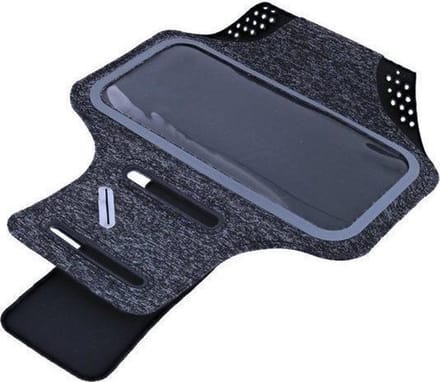 Ntech Sportarmband Fabric/Stof Geschikt voor iPhone 11 Pro Max - Zwart/Grijs