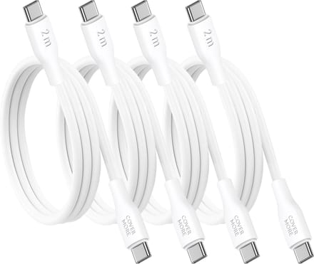 Usb C kabel 2 meter - Usb C naar usb C - 4 stuks - Voordeelpak - Lang - Wit