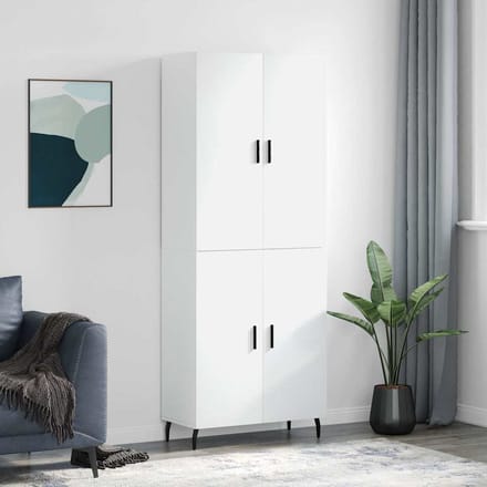 Vidaxl Witte Vitrinekast, Wit, 69,5X34X180 Cm, Materiaal Houtvezelplaat