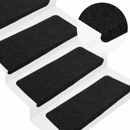 vidaXL - Trapmatten - zelfklevend - 15 - st - 65x24,5x3,5 - cm - zwart