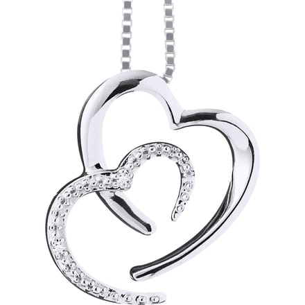 2 harten ketting Diamonds 0.010 Cts White Gold