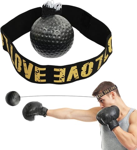 Boxbal Set - Trainingsbal Hoofdband - Reactie Training - Verstelbare Hoofdband - 12x12x12 cm - Zwart