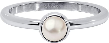 Quiges Stapelring Dames - Vulring - RVS Zilverkleurig met Kunstparel - Maat 21 - Hoogte 2mm