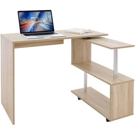 Bureau met vier wielen 150x88x75 cm MDF naturel ML-Design