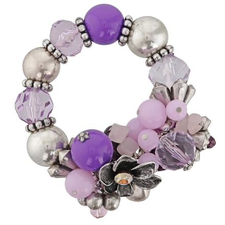 Behave - Elastische Statement Armband met Paarse Kralen