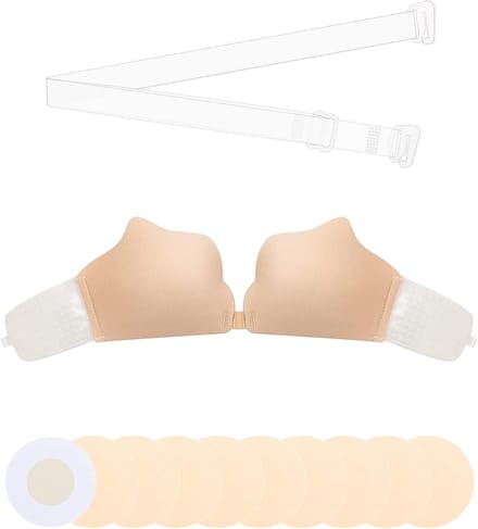 Adhesieve Strapless en Backless Bh, Herbruikbaar en Ademend met 5 Paar Kleine Tepelbeschermers