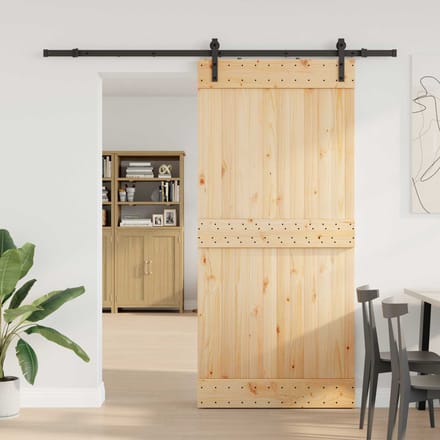 vidaXL - Schuifdeur - NARVIK - Naturel - en - Zwart - 95 - x - 210 - cm - (213,5 - cm)