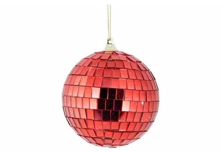 Kerstbal Disco Rood D8cm Kunststof