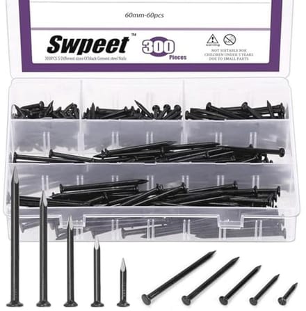 Assortiment Zwarte Hardware Nagels - 300 Stuks in 5 Maten (3/4" tot 2-3/8")