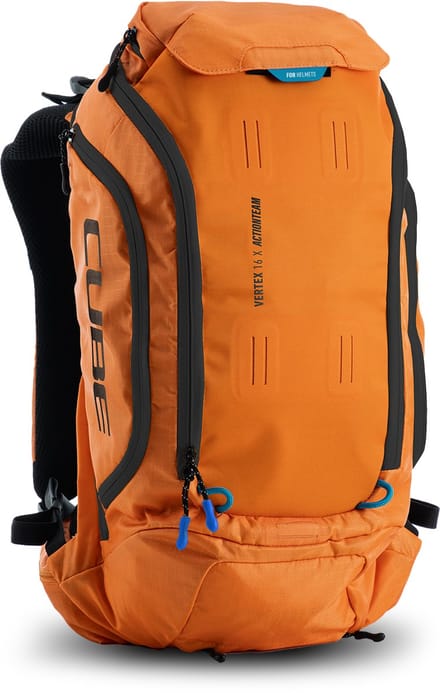 Cube Rugzak Vertex 16 X Actionteam - 16 Liter - Rugtas - Protectorband - Helmdrager - Goggle-compartiment - Regenhoes - Polyester - Oranje