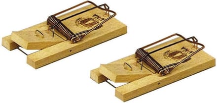 Hendrik Jan Muizenval / muizenklem - 2x stuks - hout - 10 cm