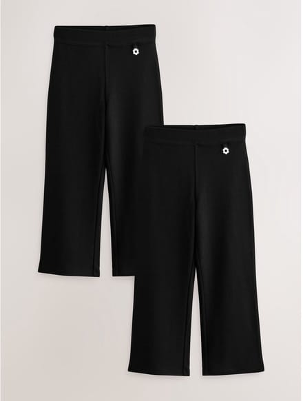 Next - Meisjes - 2 schoolbroeken met hoog aandeel katoen, stretchy, bootcut en elastische tailleband - Zwart