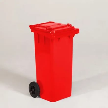 Engels Rode Afvalcontainer – 120 Liter, Hdpe Kunststof