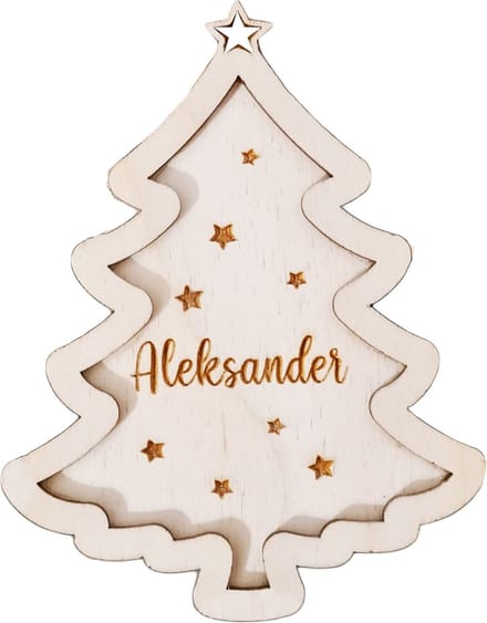 SMX Design - Kerstbal - Personaliseerbaar - Houten - Geschenk - 1 stuks