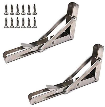 Set van 2 opklapbare plankbeugels 8 Inch voor kleine ruimtes