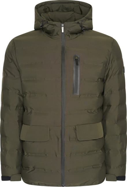 Mario Russo Padded Woven Jacket - Jas Heren - Winterjas Heren - Waterafstotend - Winddicht - Groen - L
