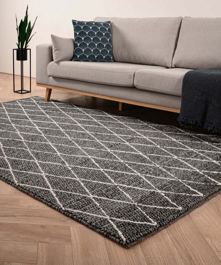Wollen vloerkleed - Vinduer donkergrijs/crème 200x290