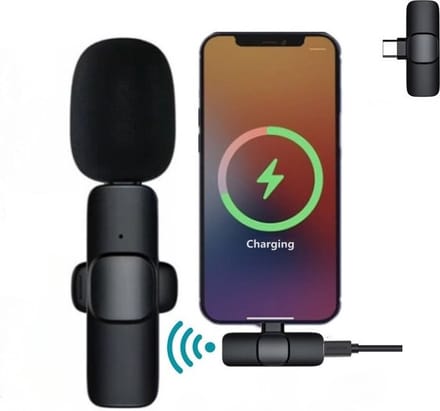 DrPhone PX Lite – Draadloze Lavalier Microfoon USB-C – 20m Bereik – Plug & Play – Ruisonderdrukking – Zwart