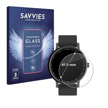 Savvies - Glas Screenprotector voor Horloges (Rond, ø: 41 mm) - Gehard Beschermglas 9H 3 Stuks