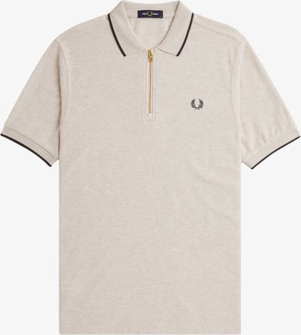 Fred Perry Crepe Pique Zip Neck Polo Shirt
